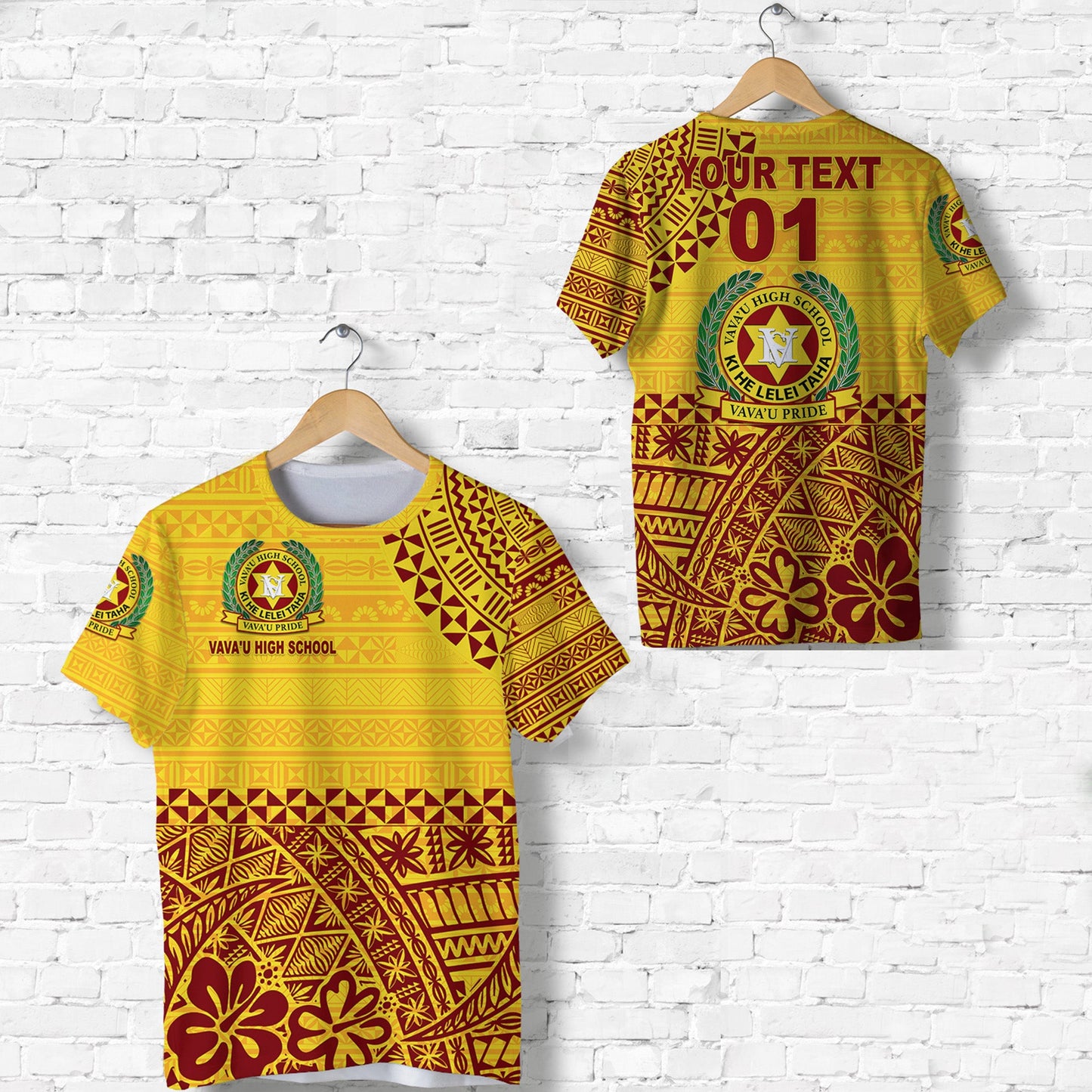 Custom Personalised Tonga Vava'U High School T Shirt Kupesi Vibes - Yellow