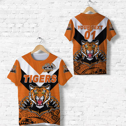 Custom Personalised Papua New Guinea Lae Snax Tigers T Shirt Rugby Simple Style - Orange, Custom Text And Number
