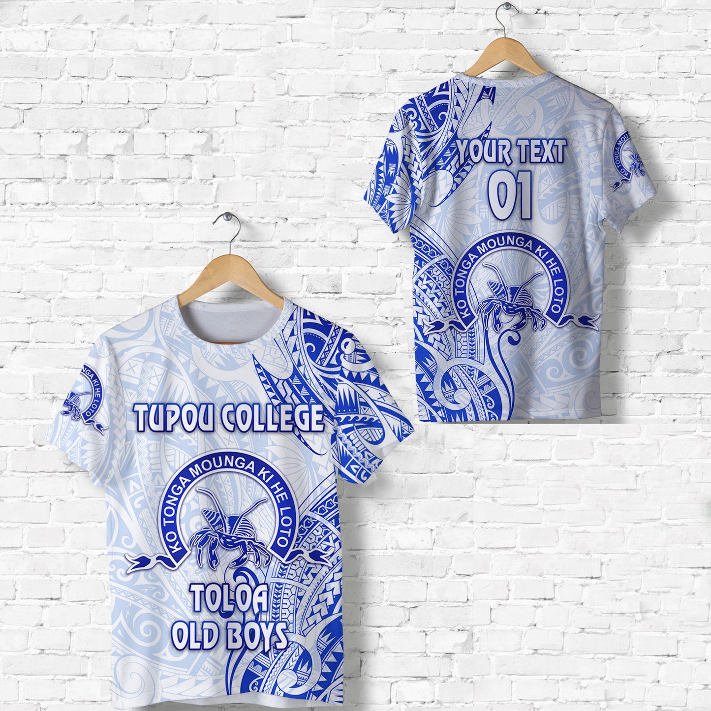 Custom Personalised Tonga Tupou College T Shirt Toloa Old Boys Simple Vibes - White, Custom Text And Number