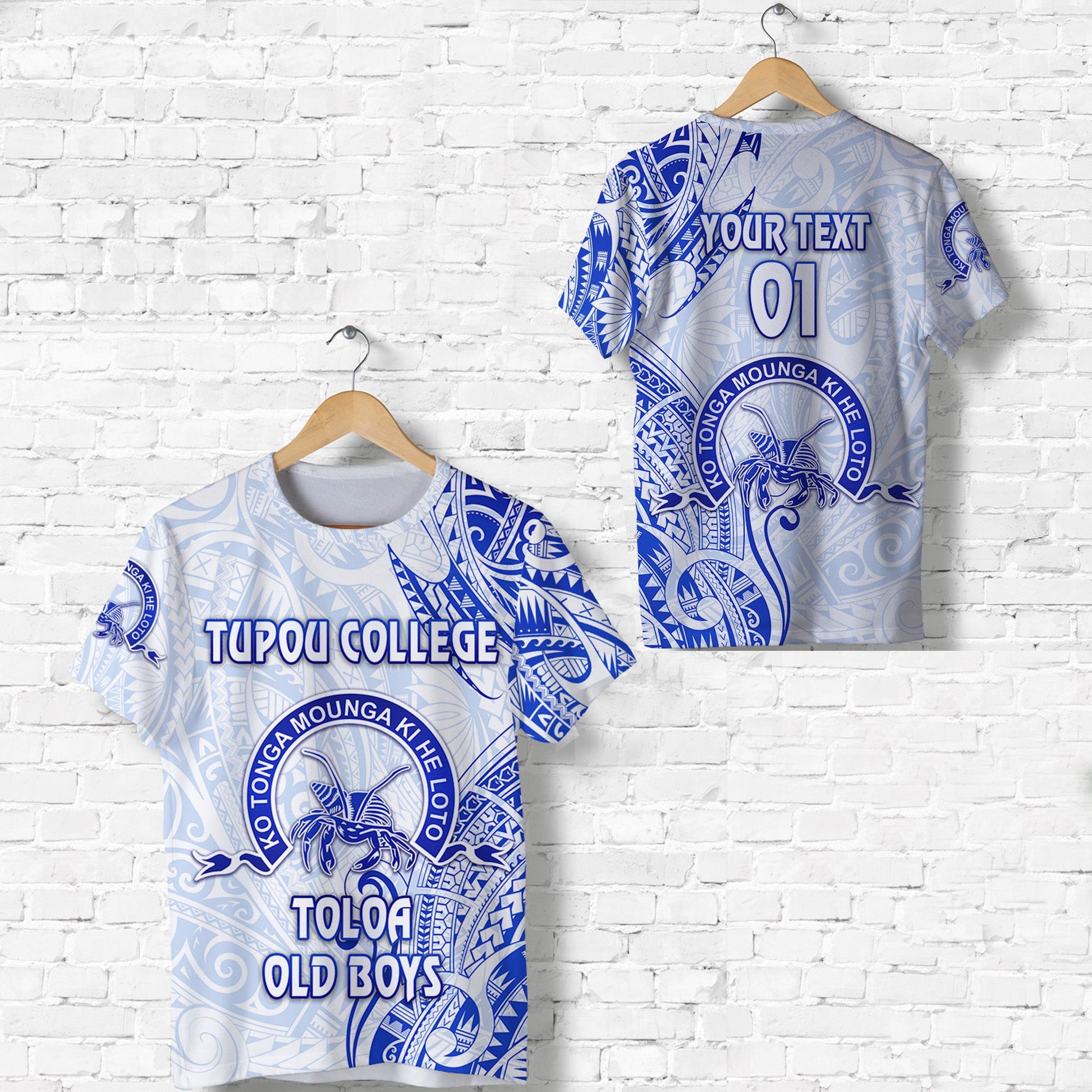 Custom Personalised Tonga Tupou College T Shirt Toloa Old Boys Simple Vibes - White, Custom Text And Number