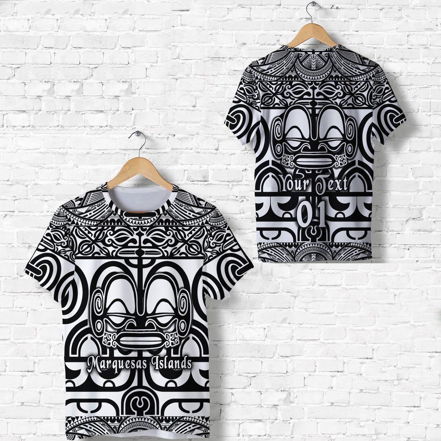 (Custom Personalised) Marquesas Islands T Shirt Marquesan Tattoo Simple Style Black