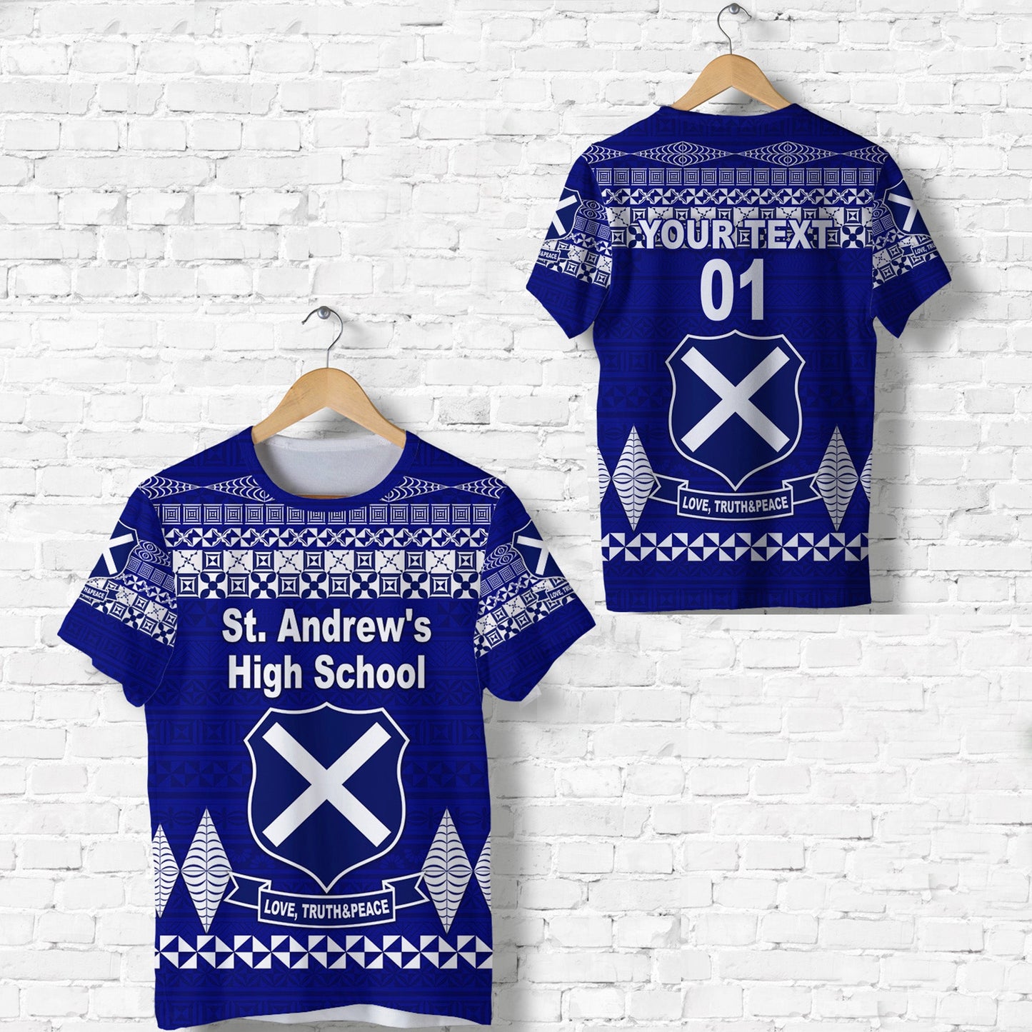 Custom Personalised St. Andrew'S High School T Shirt Simple Tongan Kupesi