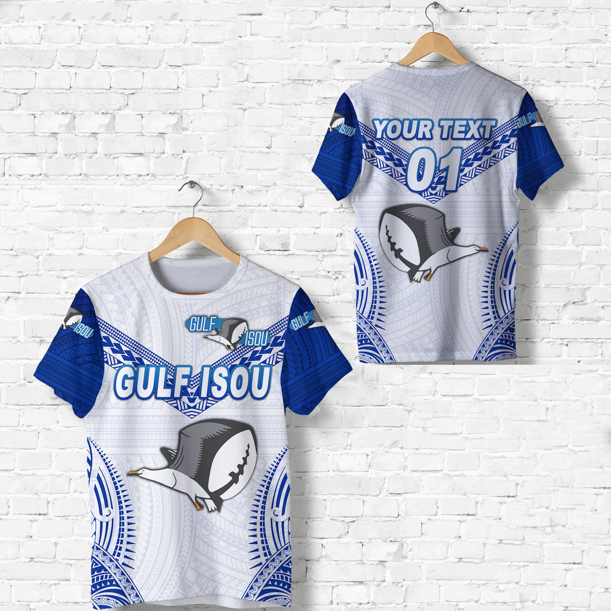 Custom Personalised Papua New Guinea Prk Gulf Isou T Shirt Rugby Original Style - White, Custom Text And Number