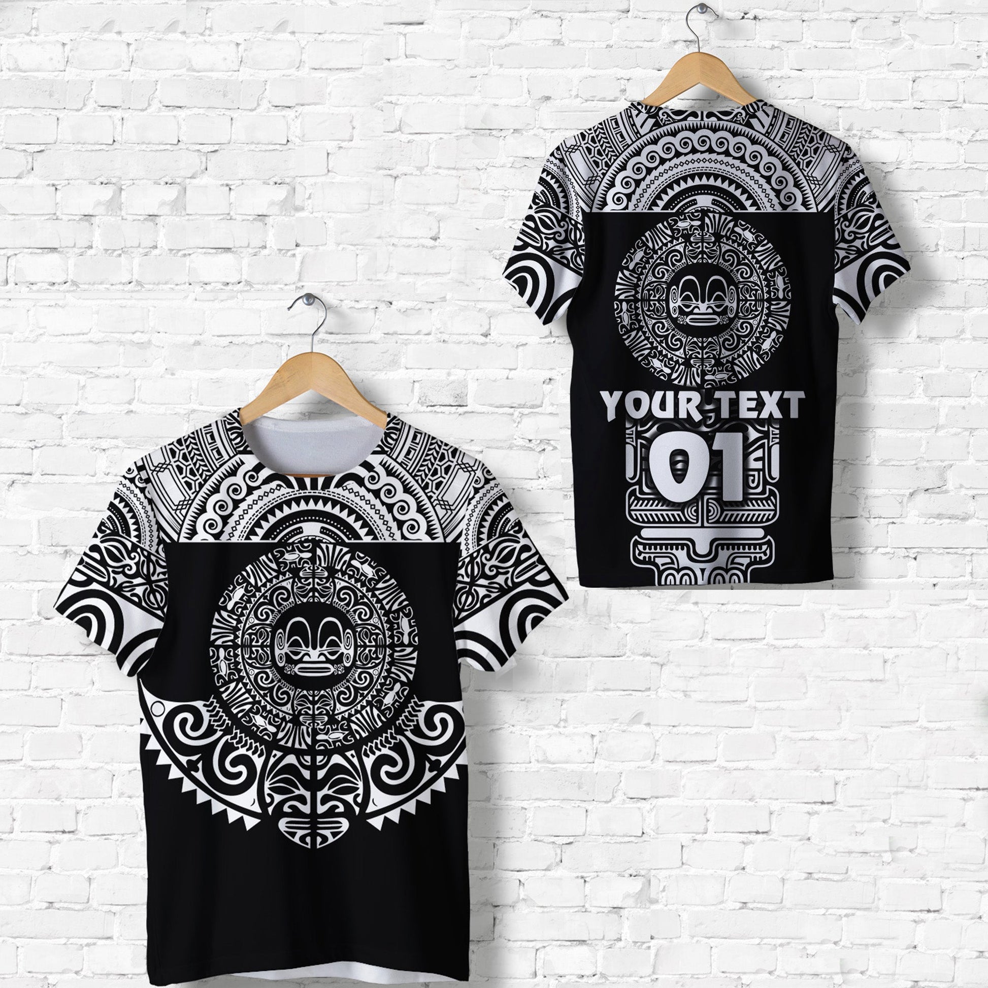 (Custom Personalised) Marquesas Islands T Shirt Marquesan Tattoo Simplified Version Black