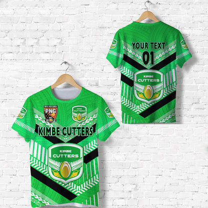 Custom Personalised Papua New Guinea Kimbe Cutters T Shirt Rugby - Green, Custom Text And Number