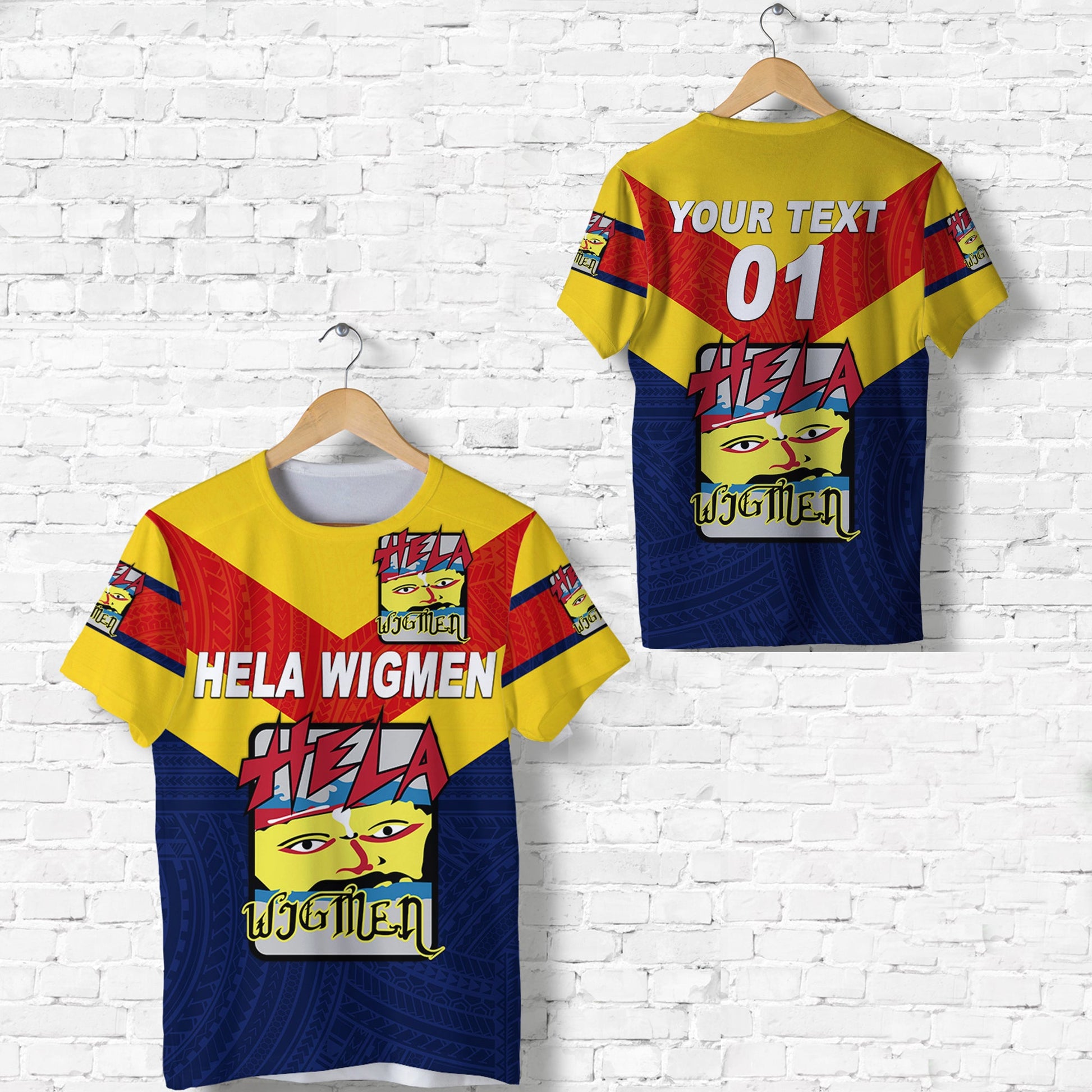 Custom Personalised Papua New Guinea Hela Wigmen T Shirt Rugby Simple Style, Custom Text And Number