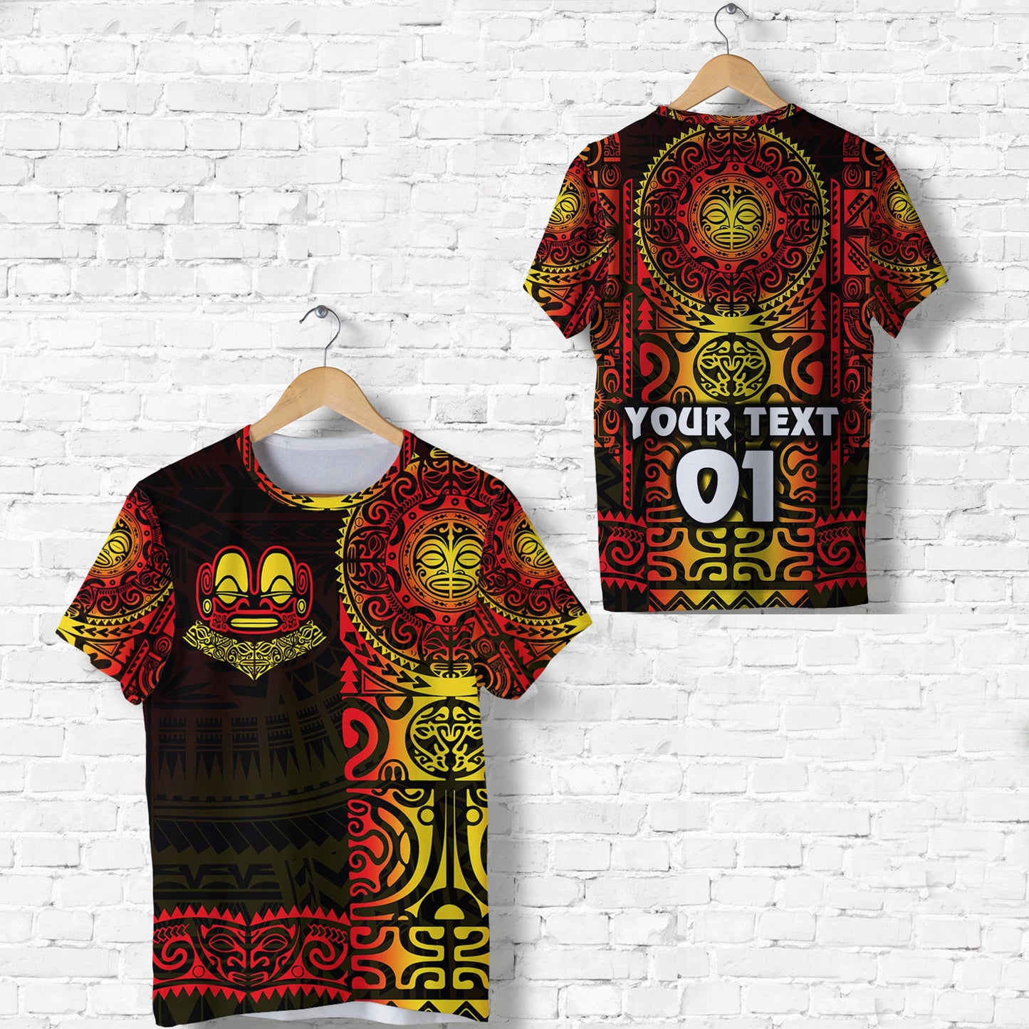 (Custom Personalised) Marquesas Islands T Shirt Marquesan Tattoo Unique Style Gradient Red