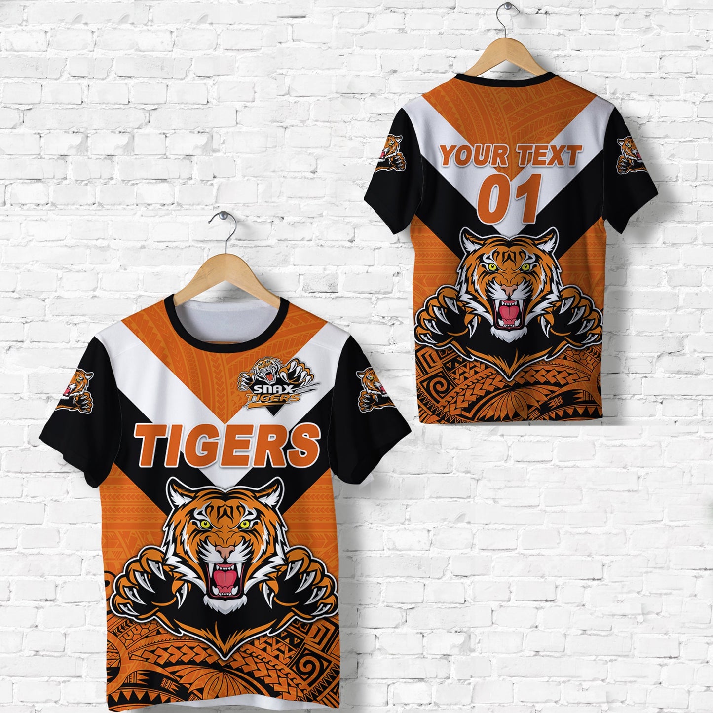 Custom Personalised Papua New Guinea Lae Snax Tigers T Shirt Rugby Simple Style - Black, Custom Text And Number