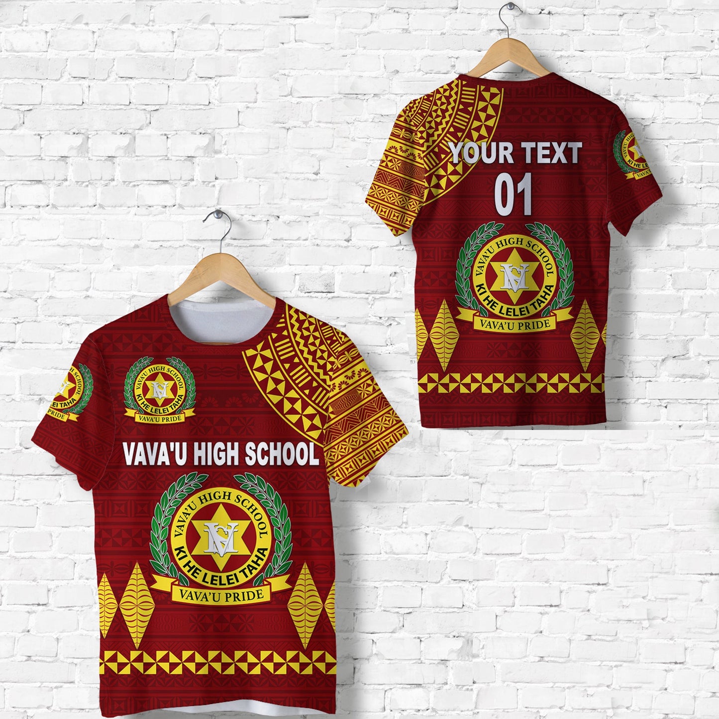 Custom Personalised Tonga Vava'U High School T Shirt Simple Style - Maroon, Custom Text And Number