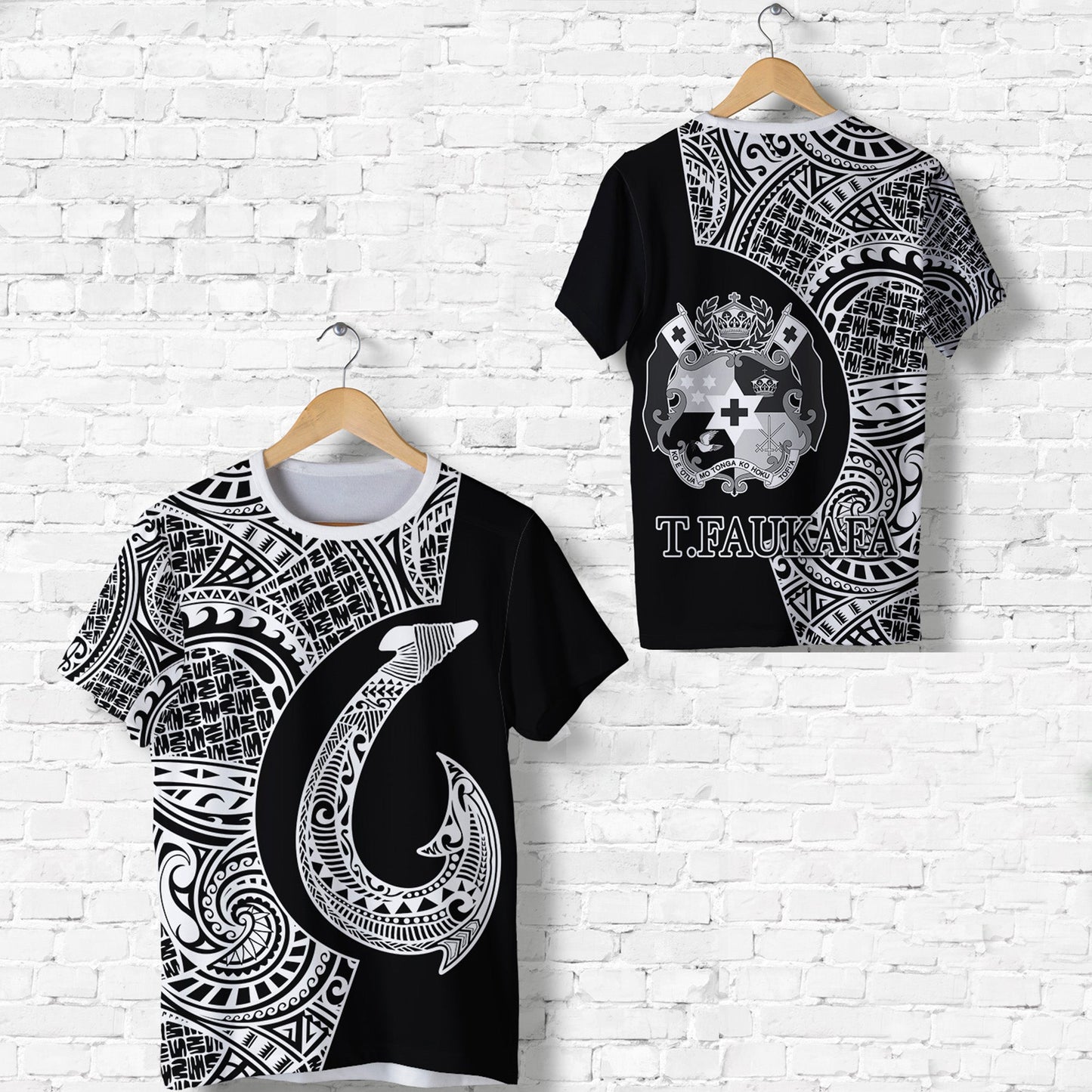 Tonga Coat Of Arms T Shirt Fish Hook - Faukafa