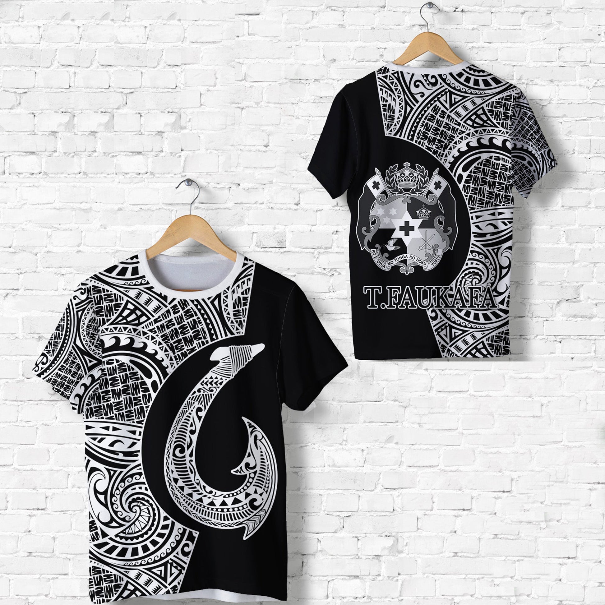 Tonga Coat Of Arms T Shirt Fish Hook - Faukafa