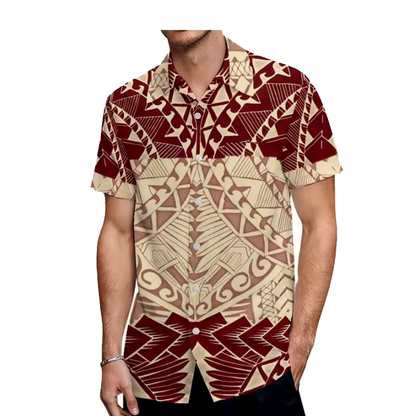 Polynesian Printed Couple Matching Outfit Polynesian Tribal Women's Puletasi Dress Men's Shirt