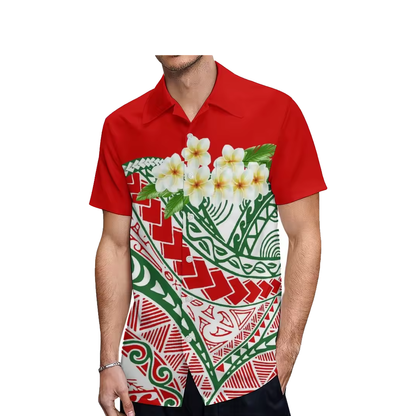 Polynesian Plumeria Flower Women's Puletasi Dress Men's Shirt Polynesian Matching Outfit