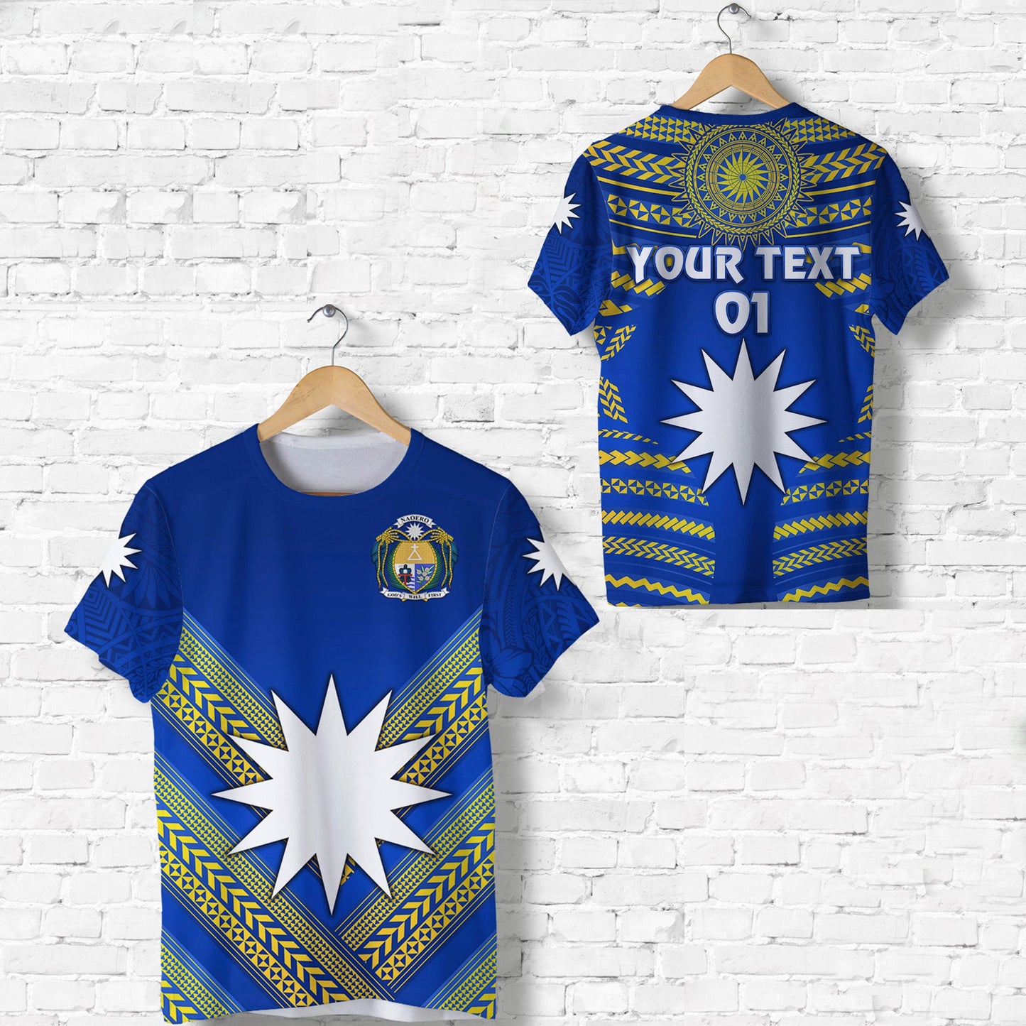 (Custom Personalised) Nauru Polynesian Flag T Shirt Creative Style Blue, Custom Text And Number