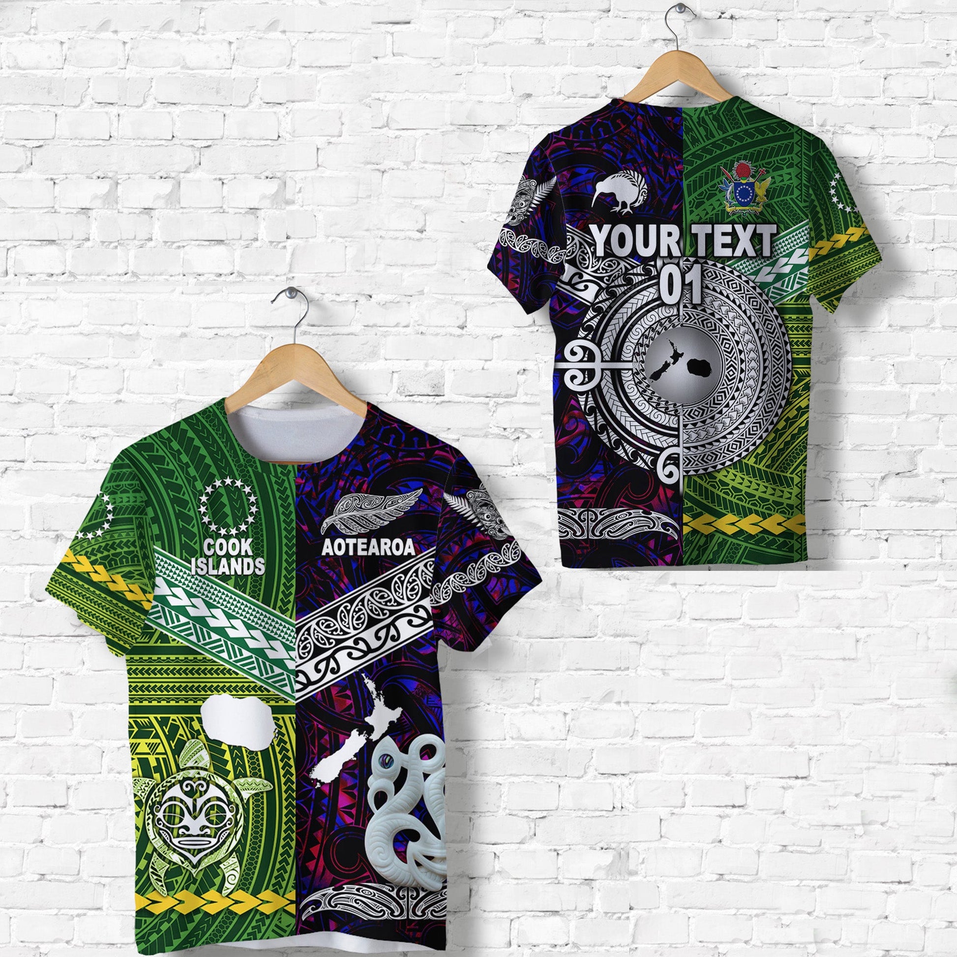 Custom Personalised New Zealand Maori Aotearoa T Shirt Cook Islands Together - Purple, Custom Text And Number