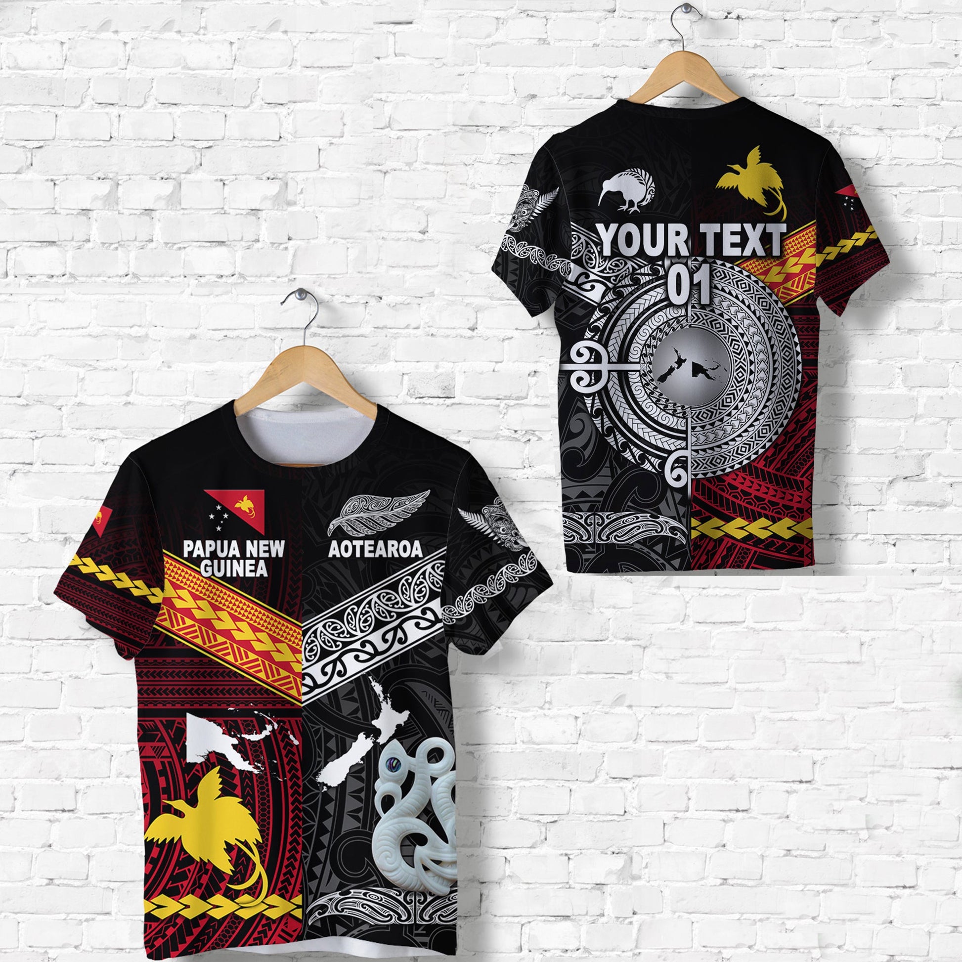 Custom Personalised New Zealand Maori Aotearoa Papua New Guinea Polynesian Together T Shirt, Custom Text And Number