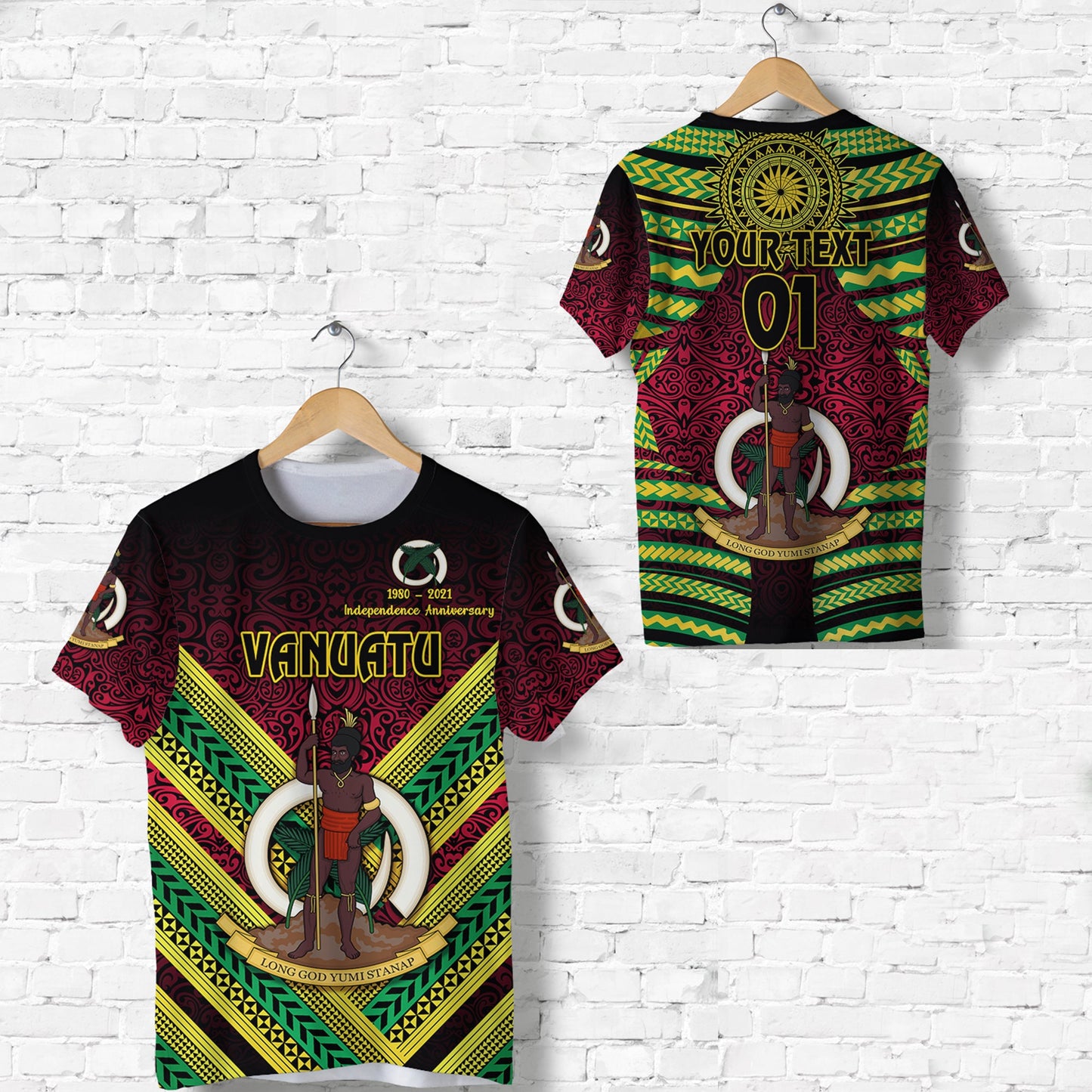 (Custom Personalised) Vanuatu Special Independence Anniversary T Shirt Creative Style Gradient Red, Custom Text And Number