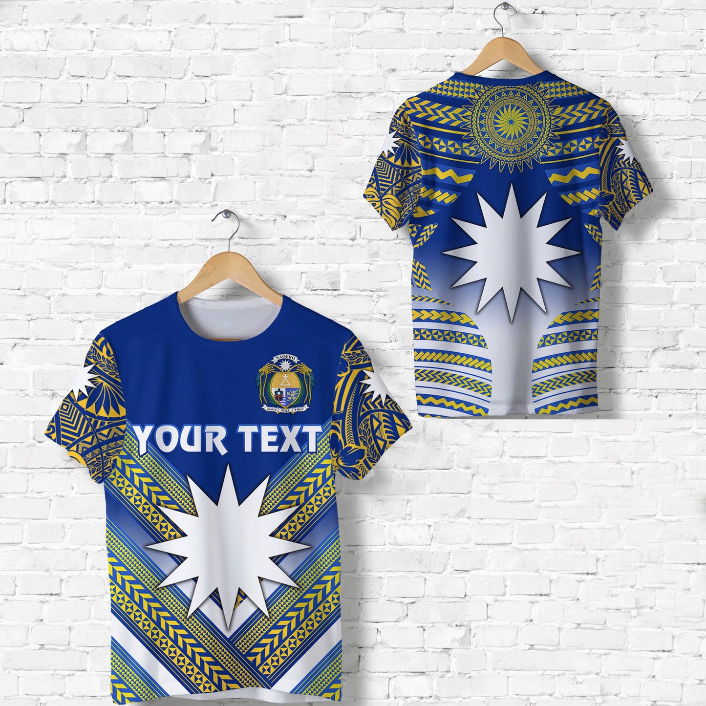 (Custom Personalised) Nauru Polynesian Flag T Shirt Creative Style Blue NO.1
