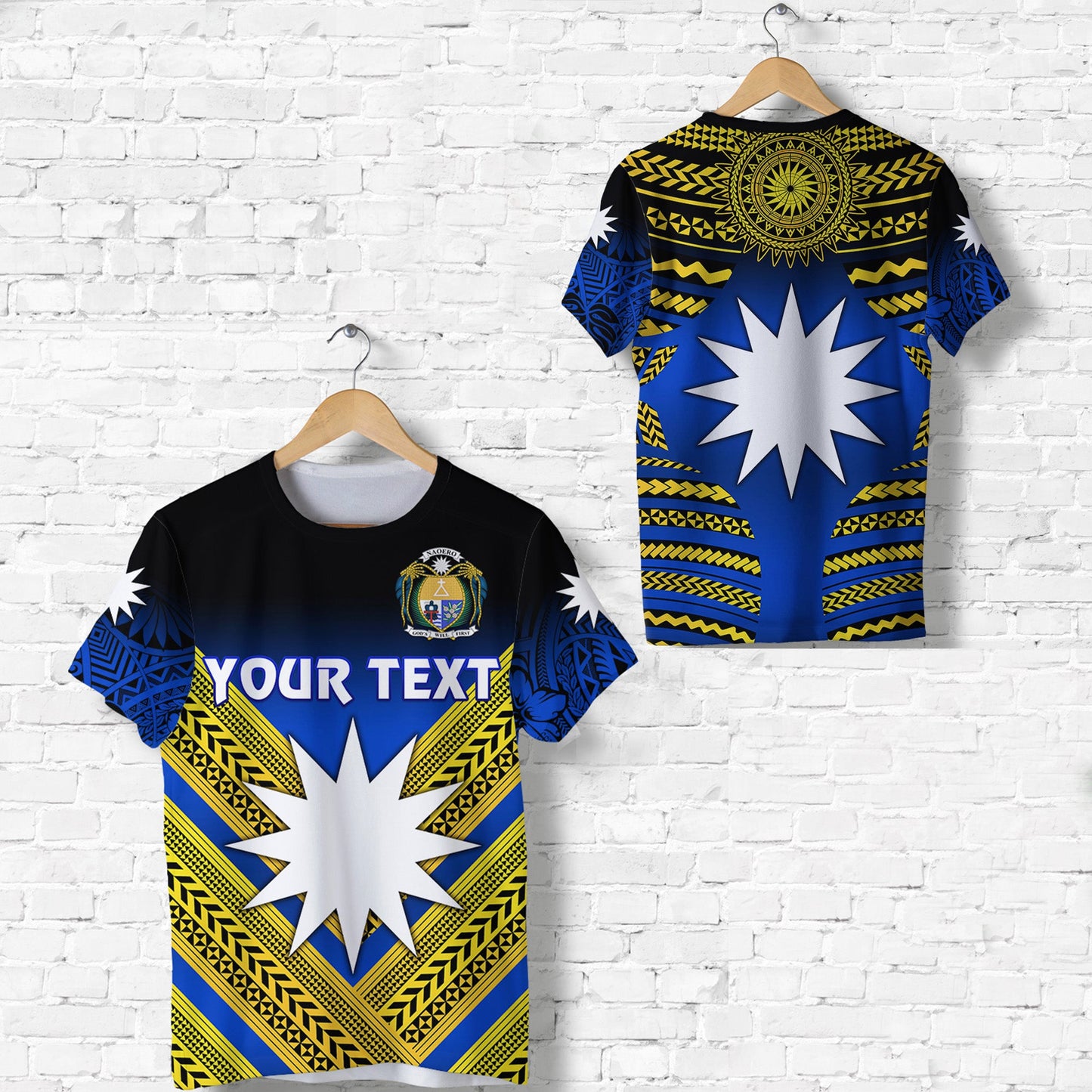 (Custom Personalised) Nauru Polynesian Flag T Shirt Creative Style Gradient Blue