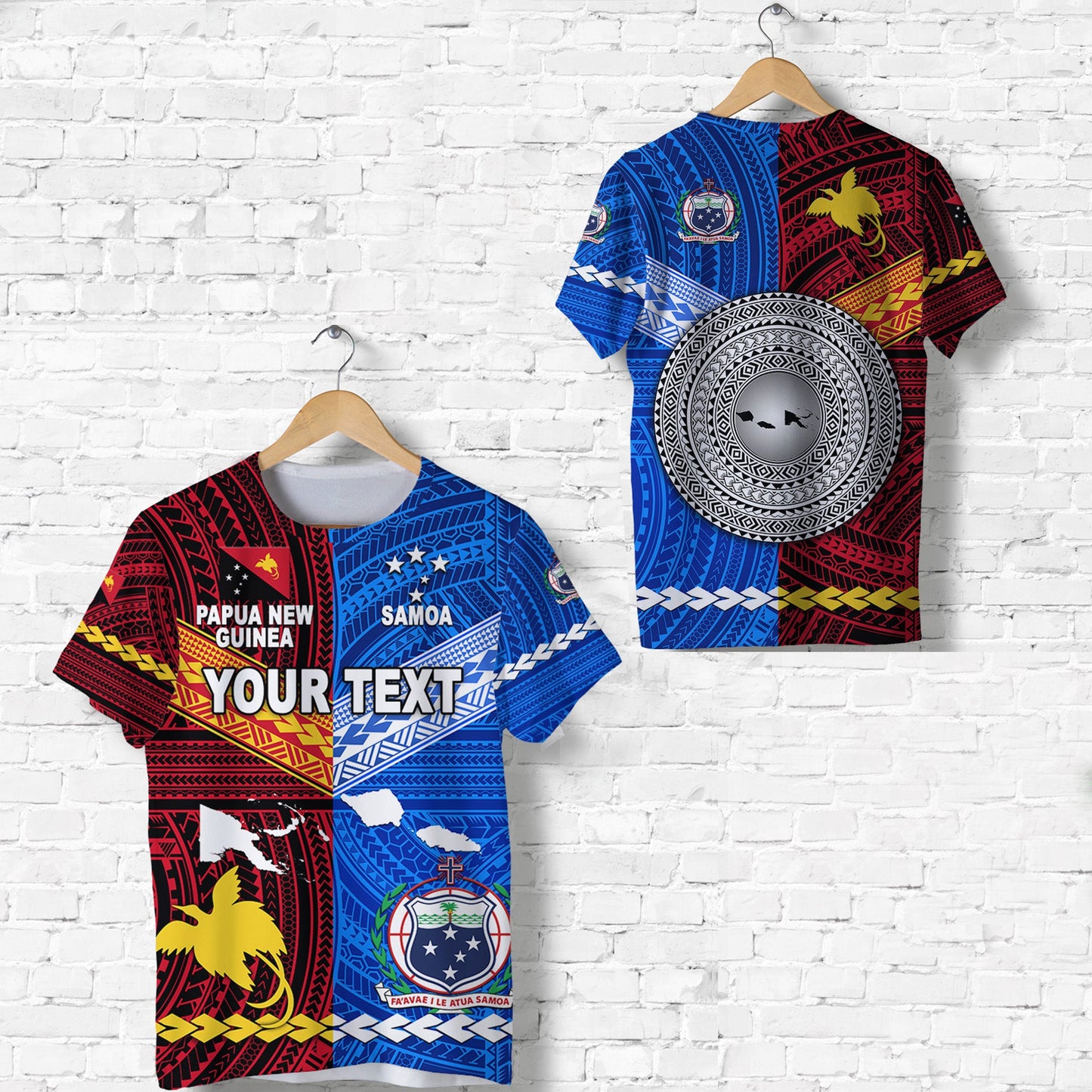 Custom Personalised Papua New Guinea And Samoa Together T Shirt