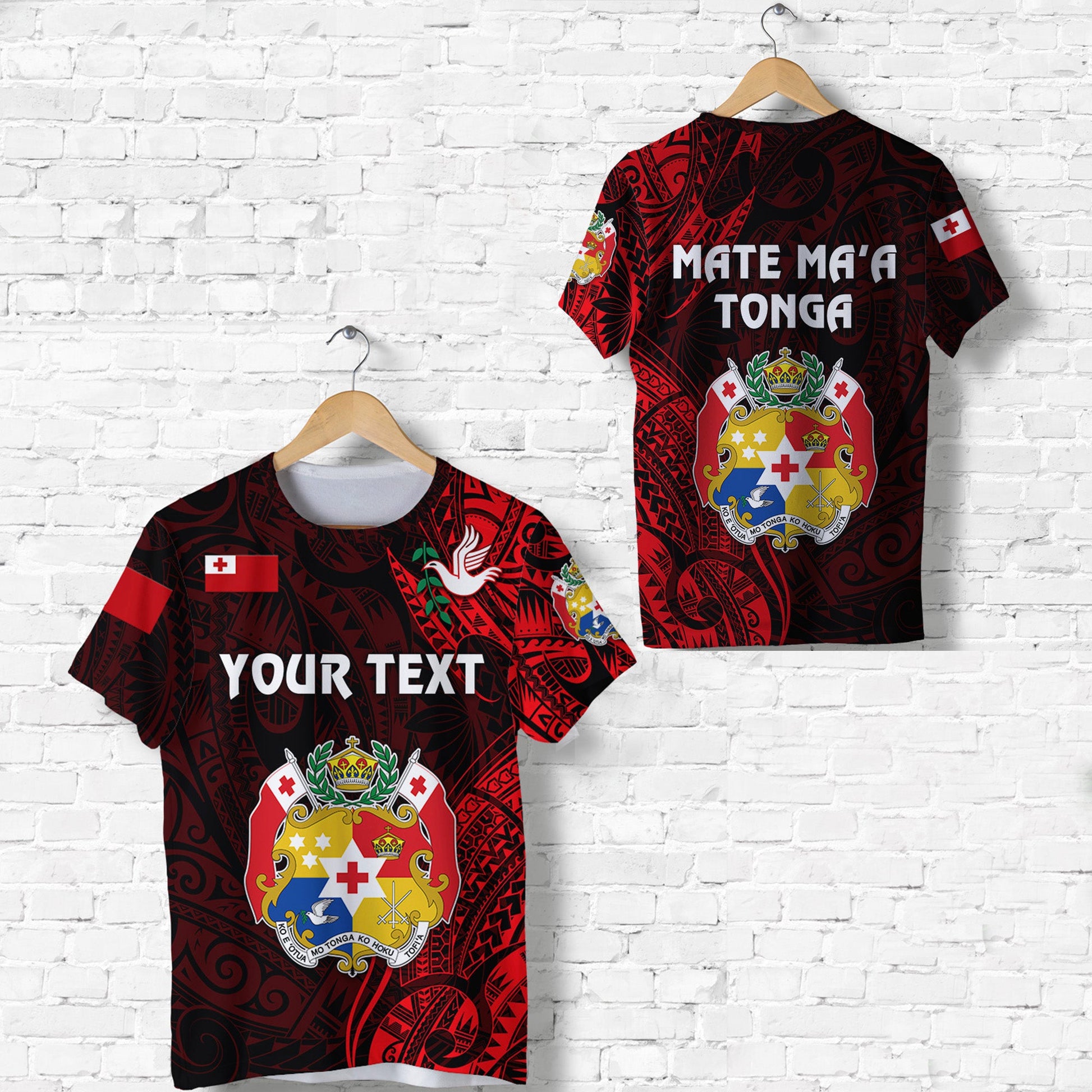 Custom Personalised Tonga Coat Of Arms T Shirt Simple Vibes - Red