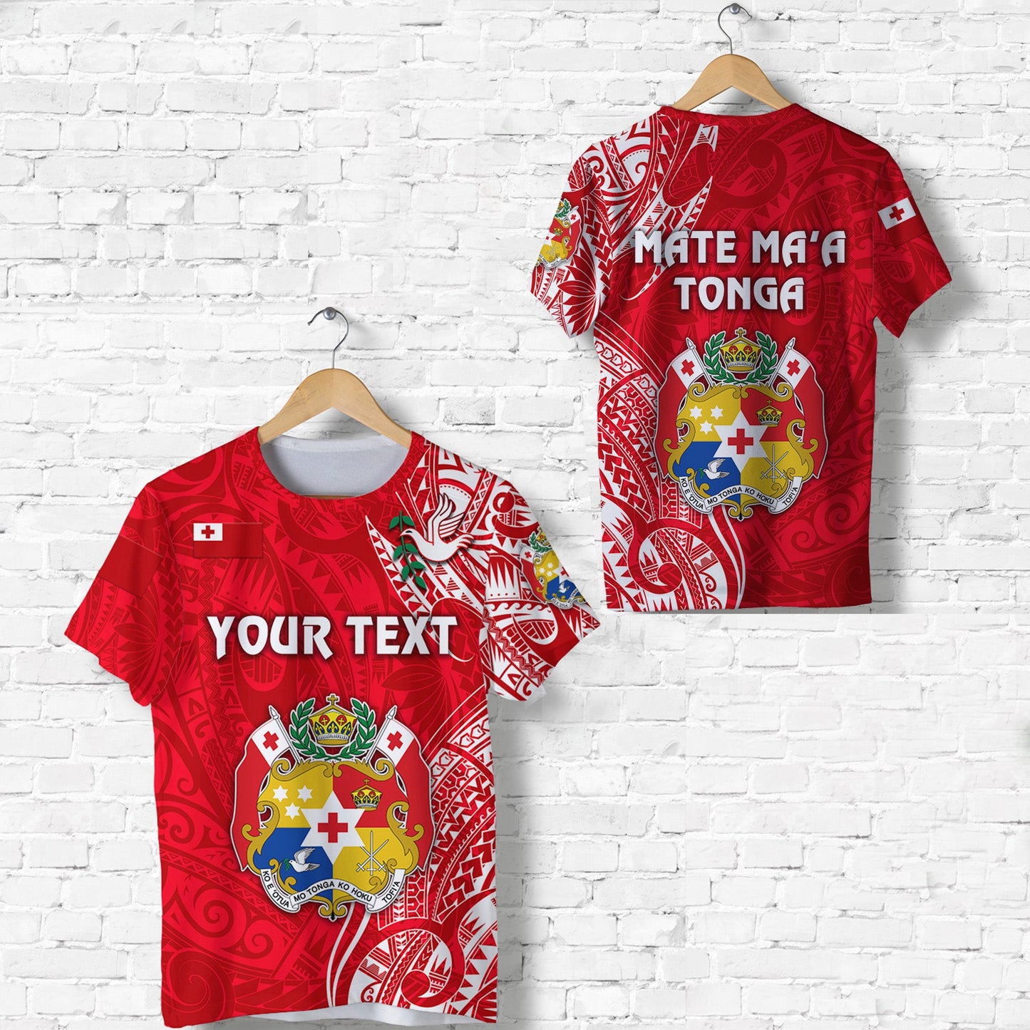 Custom Personalised Tonga Coat Of Arms T Shirt Simple Vibes - Bright Red