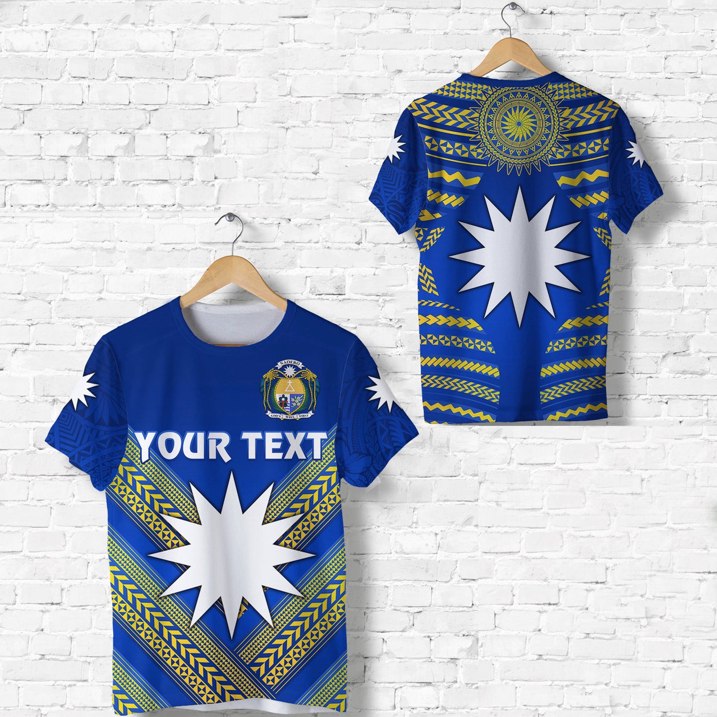 (Custom Personalised) Nauru Polynesian Flag T Shirt Creative Style Blue