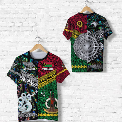 Vanuatu And New Zealand T Shirt Together - Paua Shell
