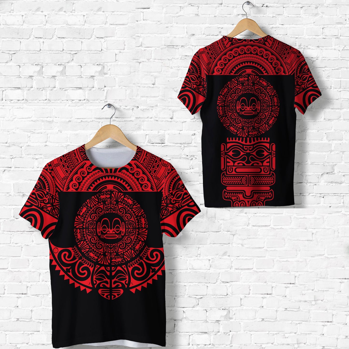 Marquesas Islands T Shirt Marquesan Tattoo Simplified Version Red