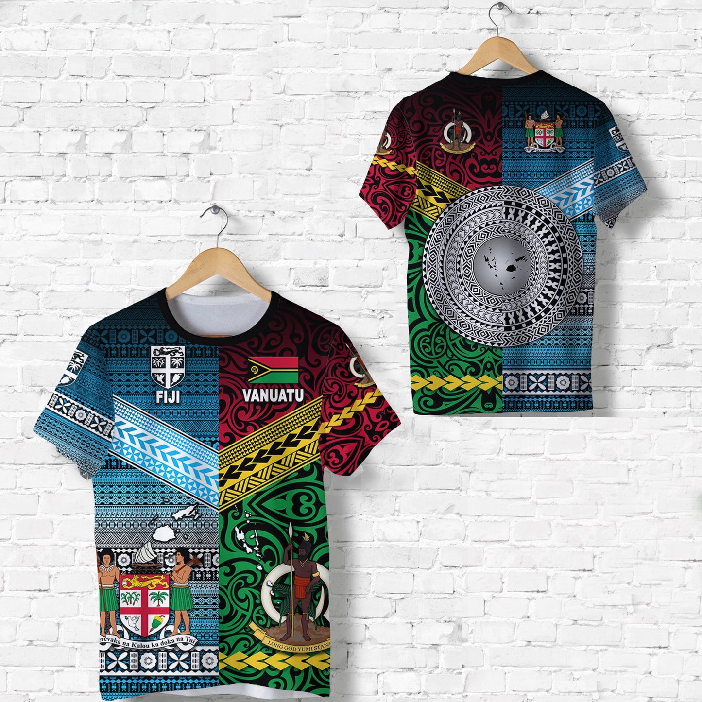 Vanuatu And Fiji T Shirt Together Blue