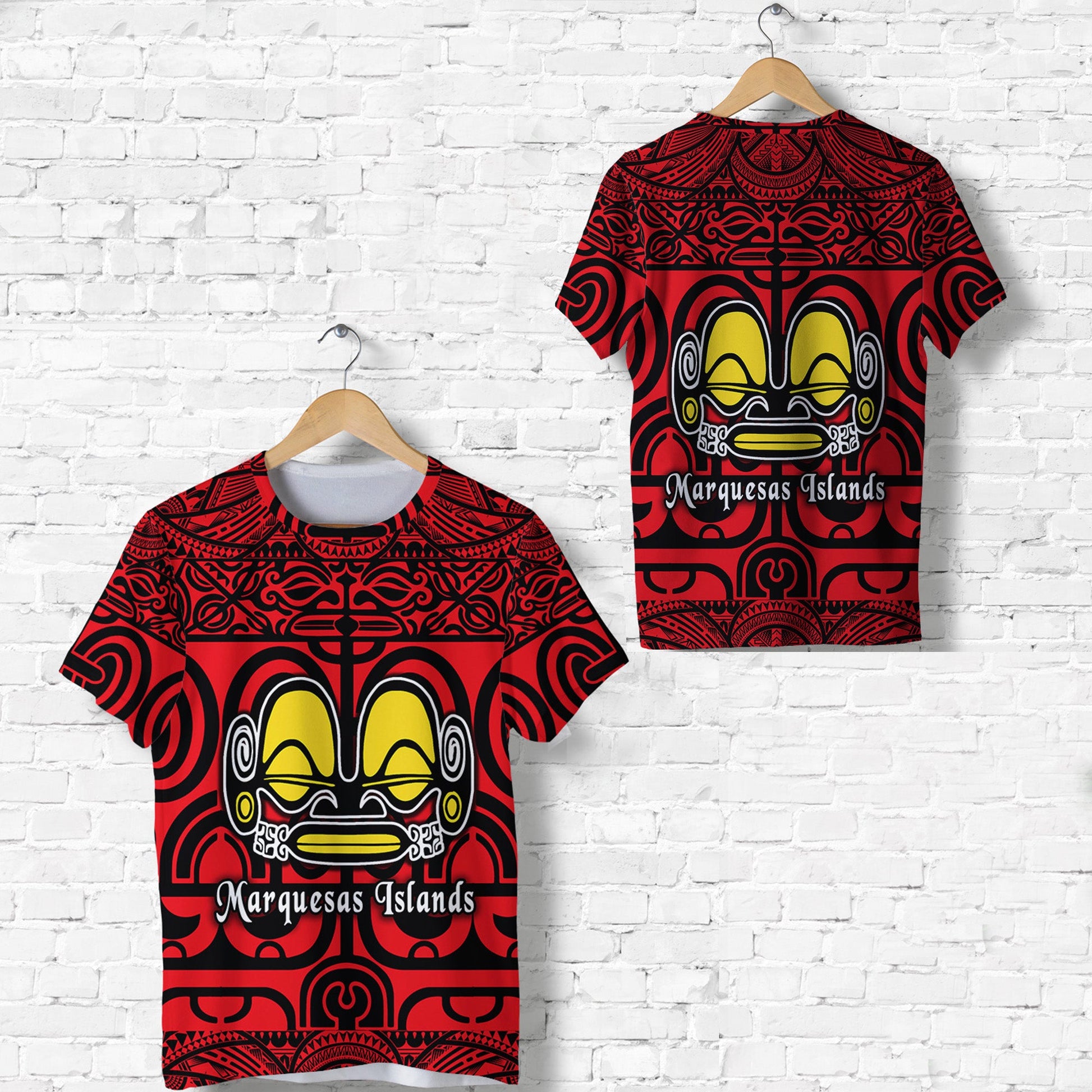 Marquesas Islands T Shirt Marquesan Tattoo Simple Style Red