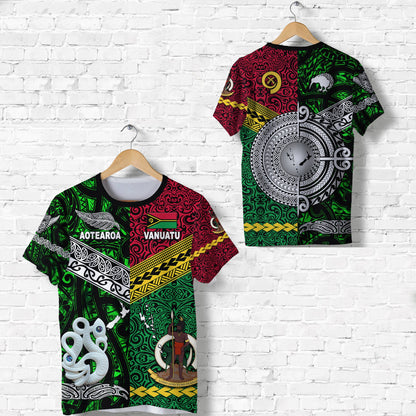 Vanuatu And New Zealand T Shirt Together - Green