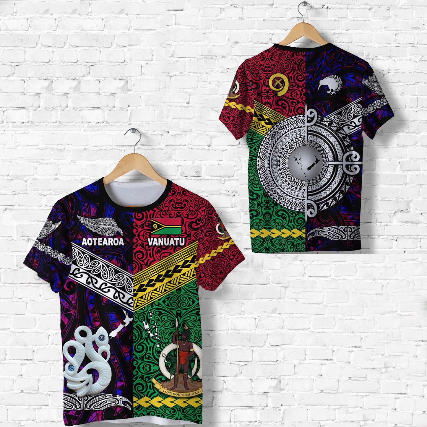 Vanuatu And New Zealand T Shirt Together - Purple