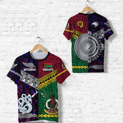 Vanuatu And New Zealand T Shirt Together - Purple