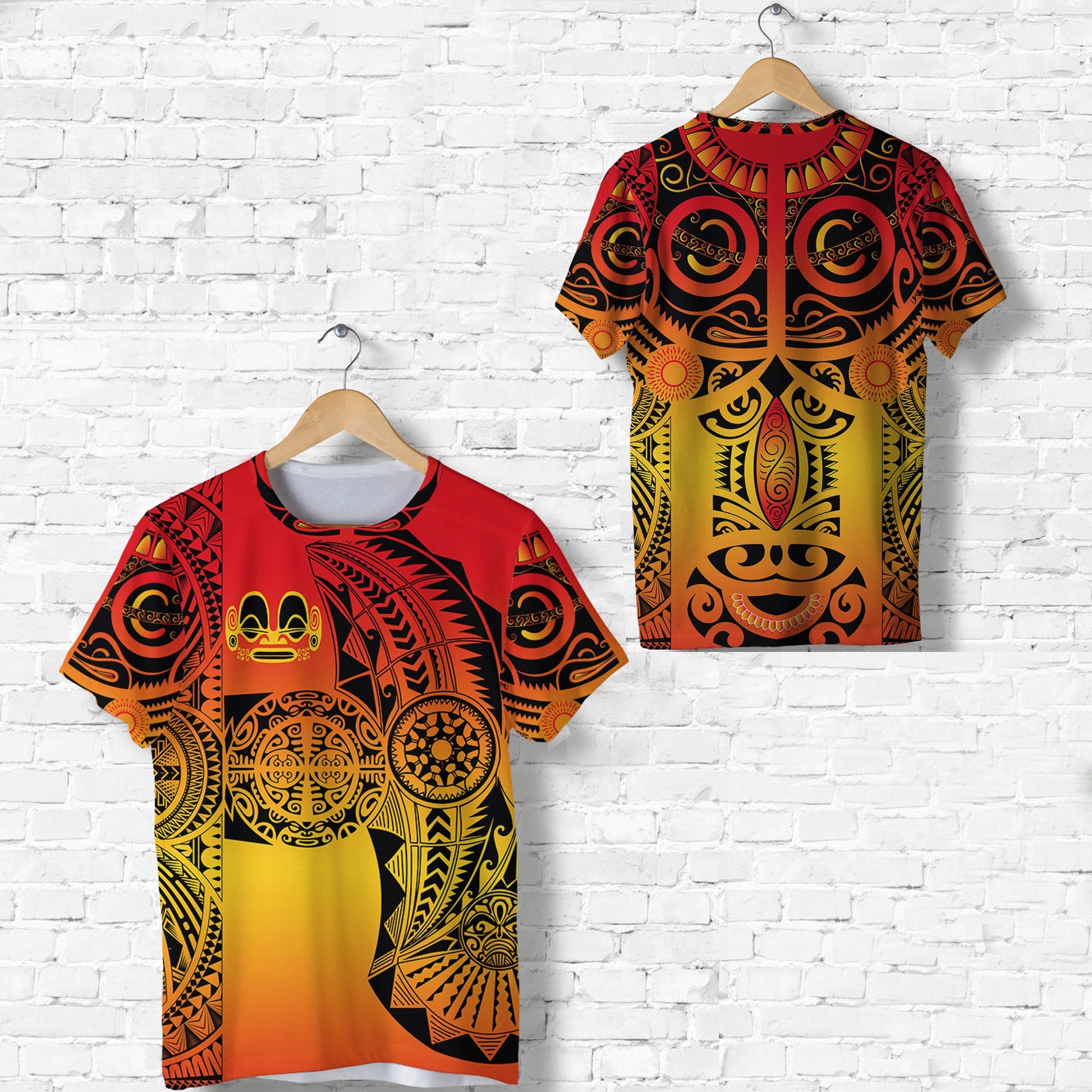 Marquesas Islands T Shirt Marquesan Tattoo Original Style Gradient Red
