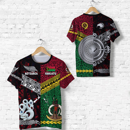 Vanuatu And New Zealand T Shirt Together - Red