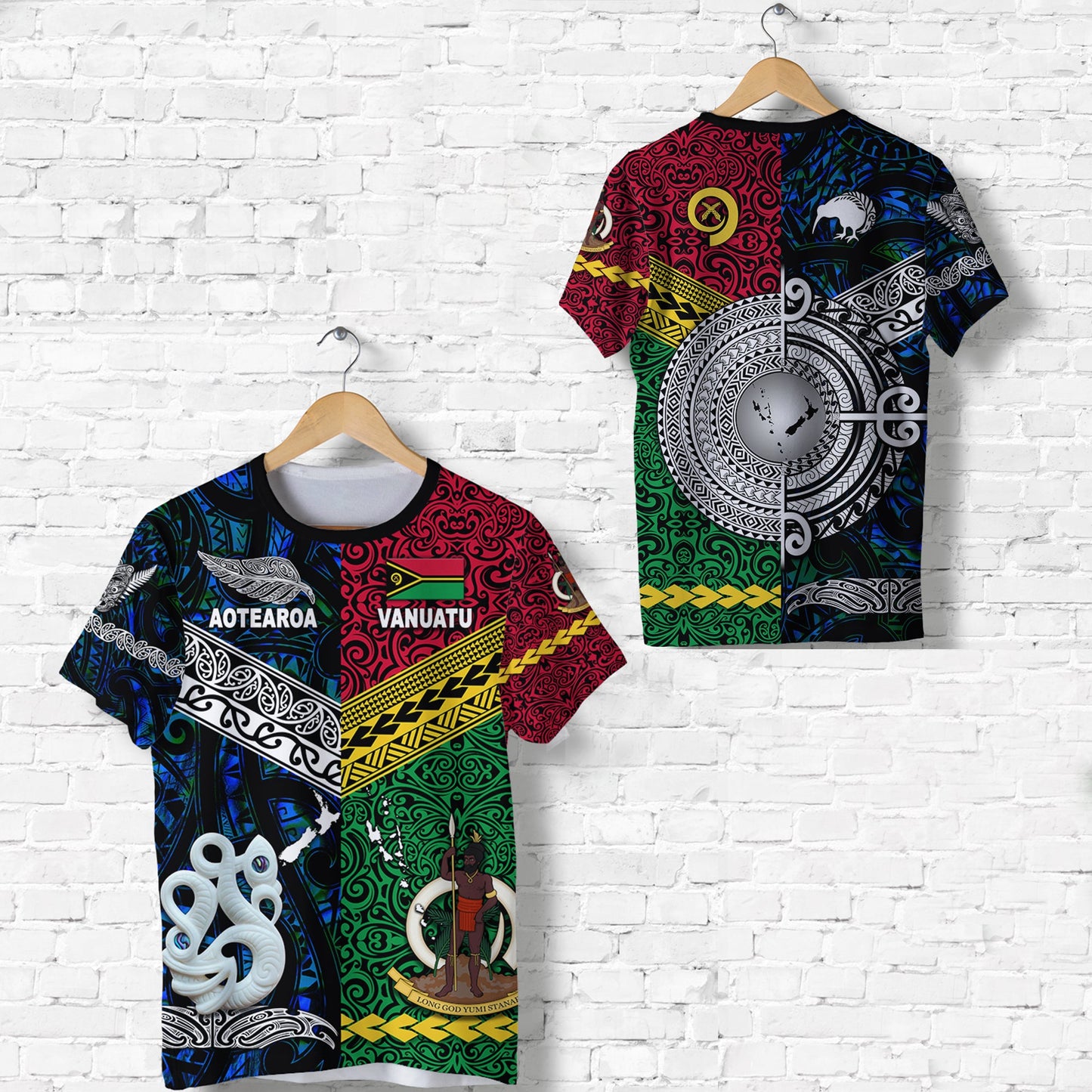 Vanuatu And New Zealand T Shirt Together - Blue