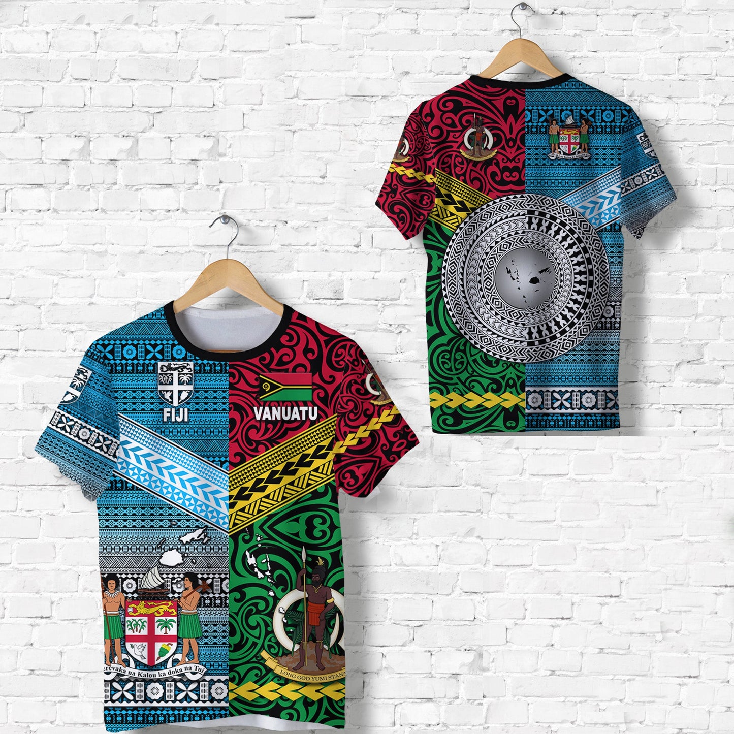 Vanuatu And Fiji T Shirt Together Bright Color
