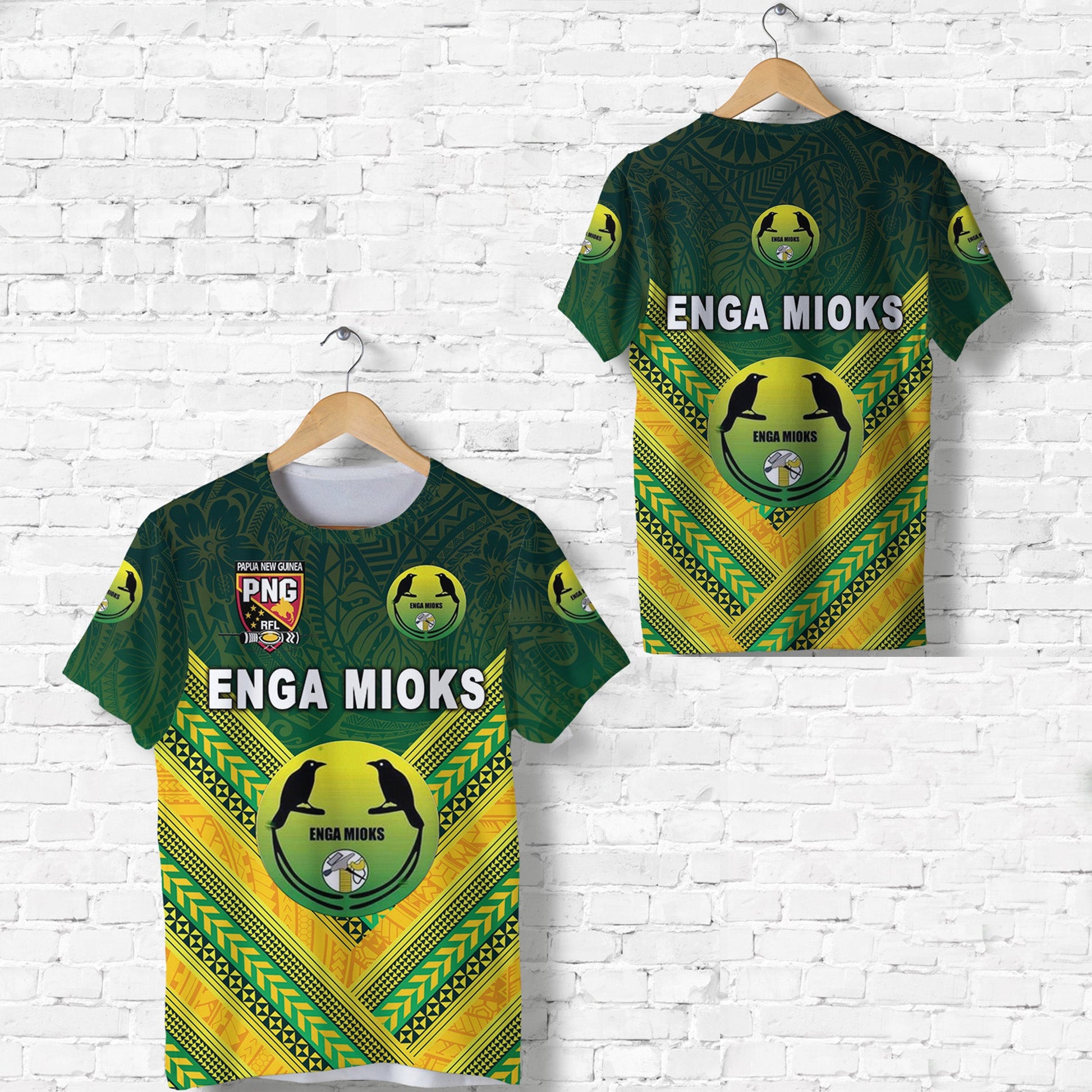 Papua New Guinea Enga Mioks T Shirt Rugby Original Style - Green
