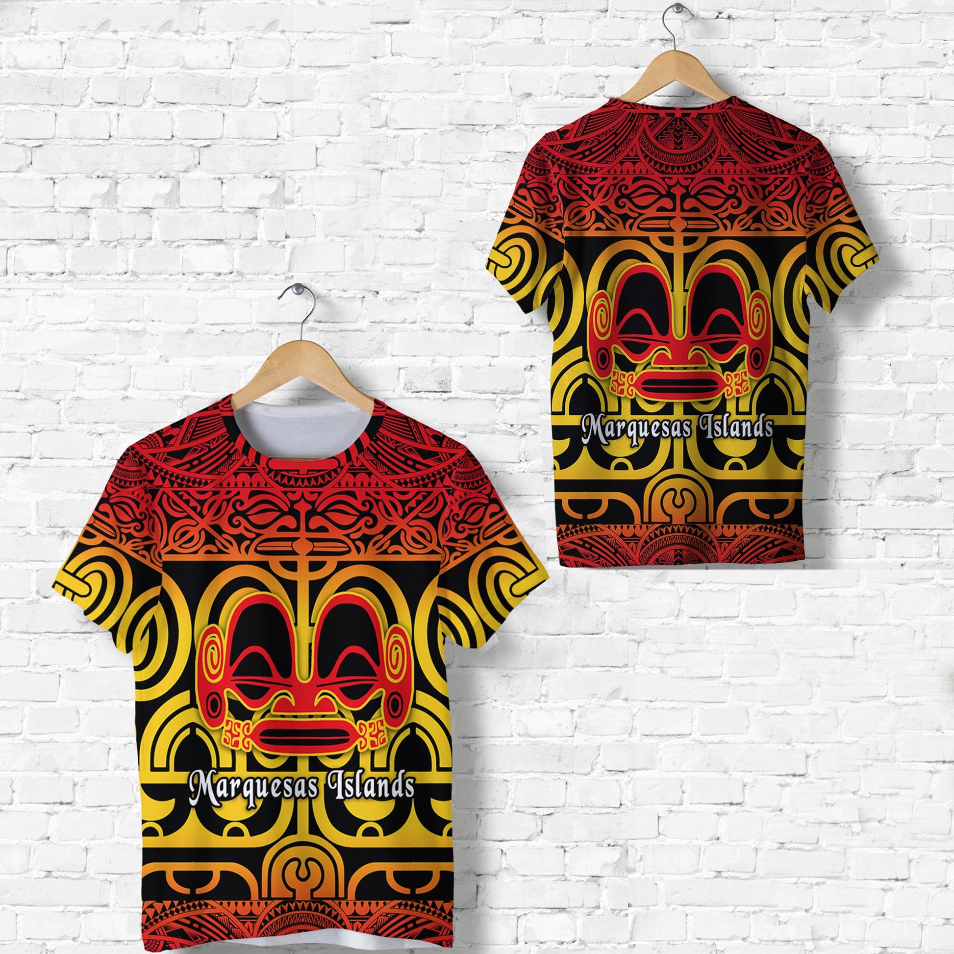 Marquesas Islands T Shirt Marquesan Tattoo Simple Style Gradient Red