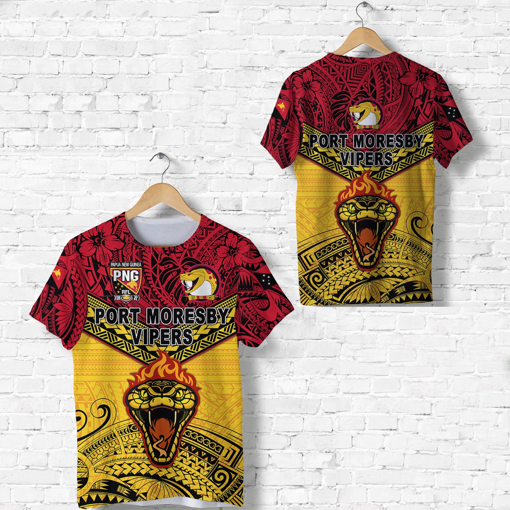 Papua New Guinea Port Moresby Vipers T Shirt Rugby Original Style - Red