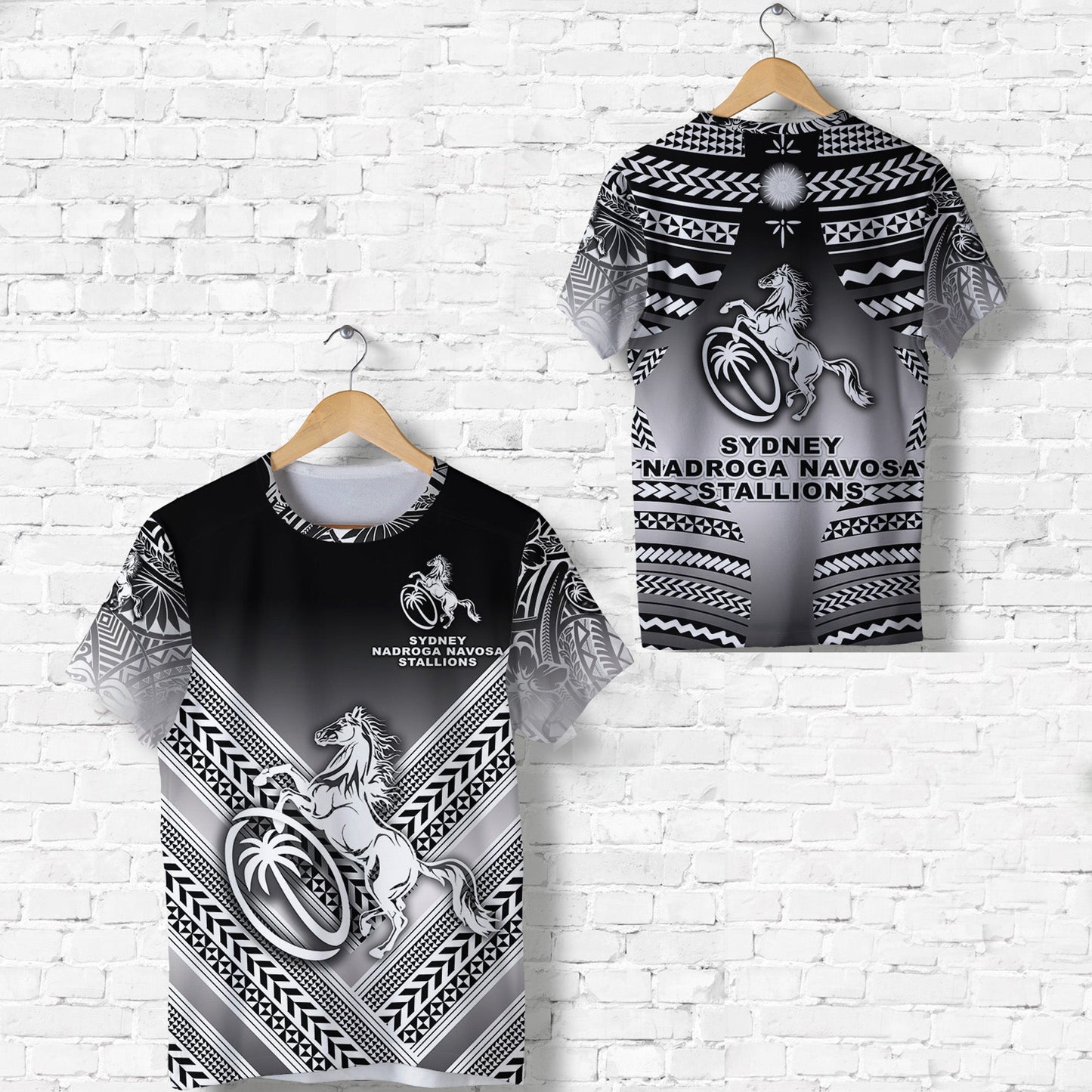 Fiji Rugby T Shirt Sydney Nadroga Navosa Stallions Creative Style Gradient Black