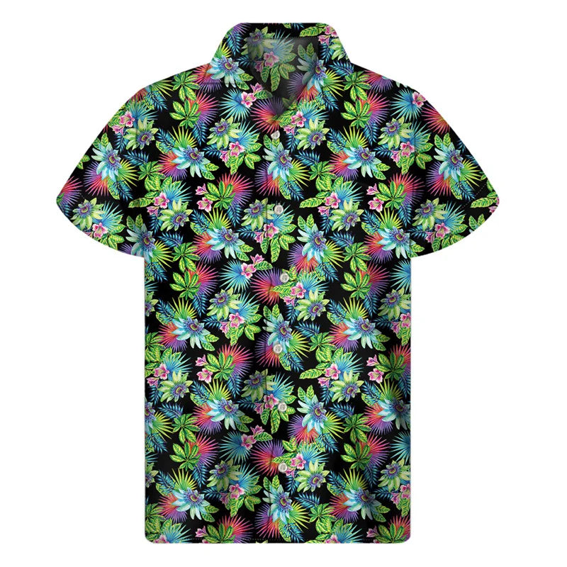 Island Tropical Pattern Hawaiian Shirt Island Summer Aloha Short Sleeve Shirt