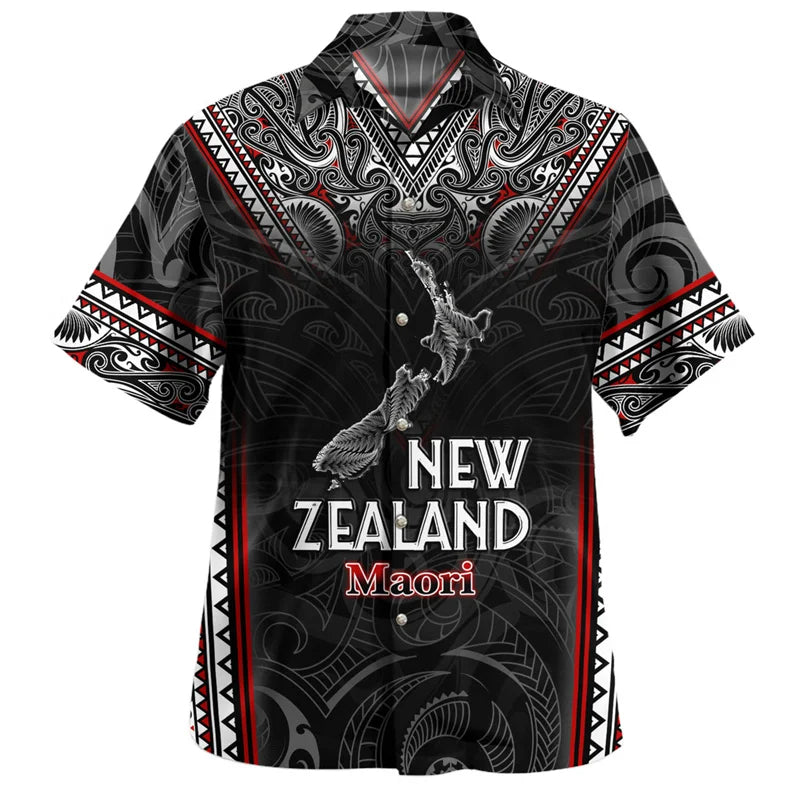 New Zealand Maori Silver Fern Rugby Flag Shirts NZ Maori Short Sleeve Shirt