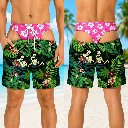 Polynesian Island Flowers Pattern Short For Men Funny Tropical Board Short