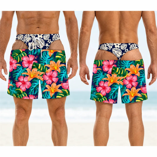 Polynesian Flowers Pattern Short For Men Funny Tropical Board Short
