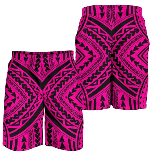 Polynesian Tribal Pattern Island Pink Hawaii Shorts Men's Beach Shorts Vacation For Him