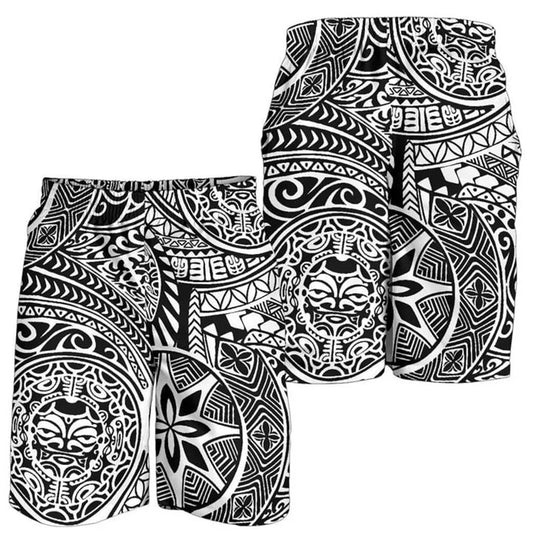 Polynesian Tribal Pattern Island White Hawaii Shorts Men's Beach Shorts Summer Vacation For Him