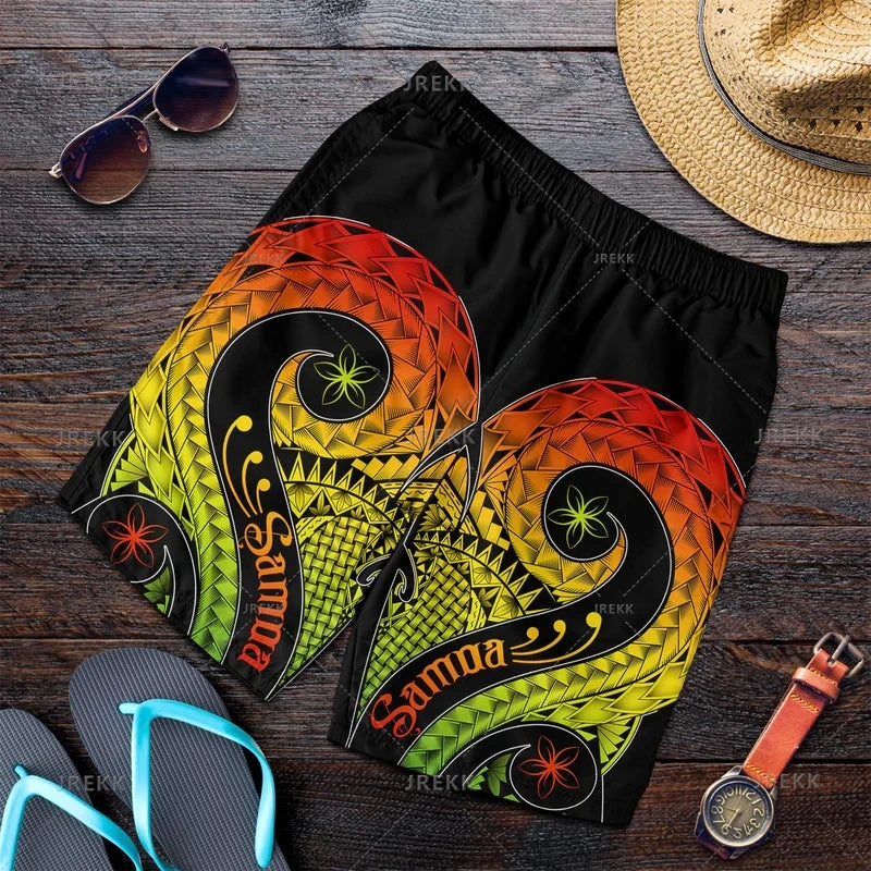 Polynesian Samoa Printing Beach Shorts For Men Samoa Reggae Board Short