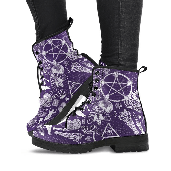 Celticone Women's Leather Boot - Purple Witch Essentials Pagan Boots